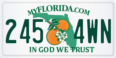FL license plate 2454WN