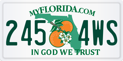 FL license plate 2454WS