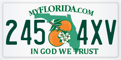 FL license plate 2454XV