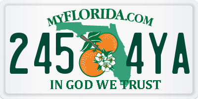 FL license plate 2454YA