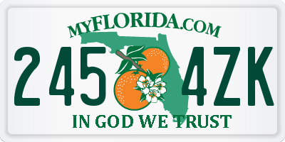 FL license plate 2454ZK