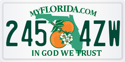 FL license plate 2454ZW