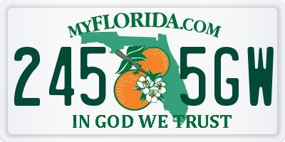 FL license plate 2455GW