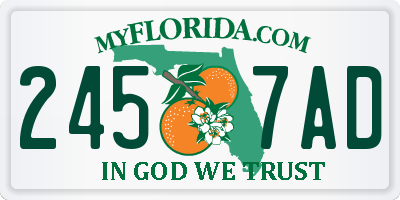 FL license plate 2457AD