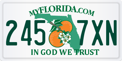 FL license plate 2457XN