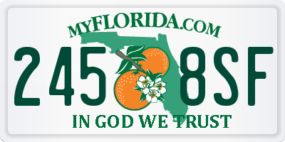 FL license plate 2458SF