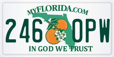 FL license plate 2460PW