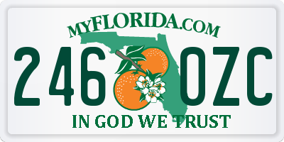 FL license plate 2460ZC