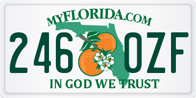FL license plate 2460ZF