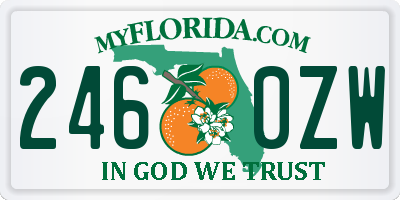 FL license plate 2460ZW