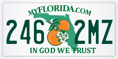 FL license plate 2462MZ