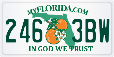 FL license plate 2463BW