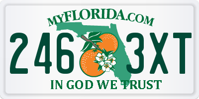 FL license plate 2463XT