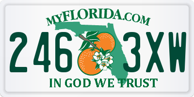 FL license plate 2463XW