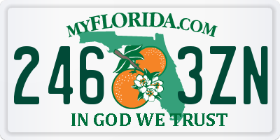 FL license plate 2463ZN