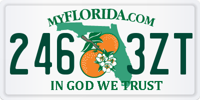 FL license plate 2463ZT