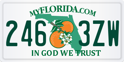 FL license plate 2463ZW