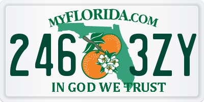 FL license plate 2463ZY