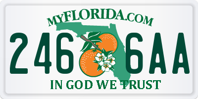FL license plate 2466AA
