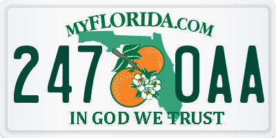 FL license plate 2470AA