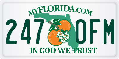 FL license plate 2470FM