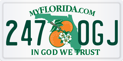 FL license plate 2470GJ