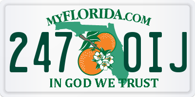 FL license plate 2470IJ