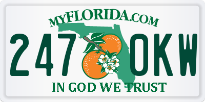 FL license plate 2470KW