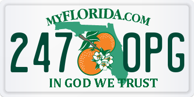 FL license plate 2470PG