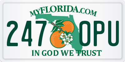 FL license plate 2470PU