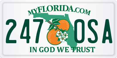 FL license plate 2470SA