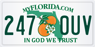 FL license plate 2470UV