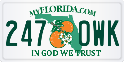 FL license plate 2470WK
