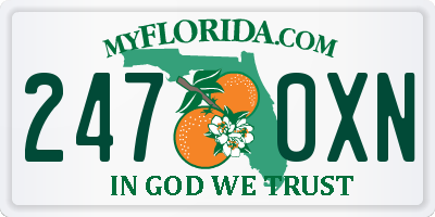 FL license plate 2470XN