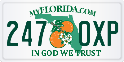 FL license plate 2470XP