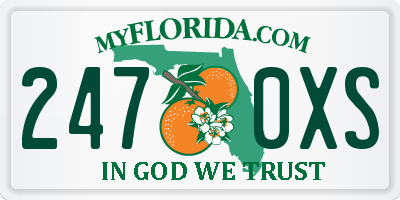 FL license plate 2470XS