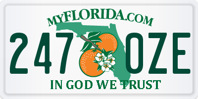 FL license plate 2470ZE