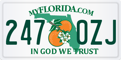 FL license plate 2470ZJ