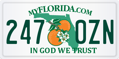 FL license plate 2470ZN