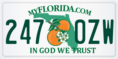 FL license plate 2470ZW
