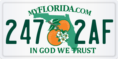FL license plate 2472AF