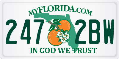 FL license plate 2472BW