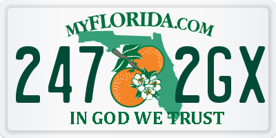 FL license plate 2472GX