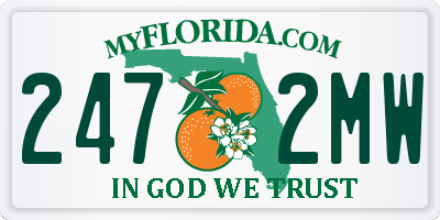 FL license plate 2472MW