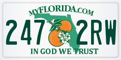 FL license plate 2472RW