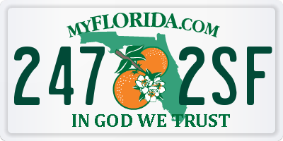 FL license plate 2472SF