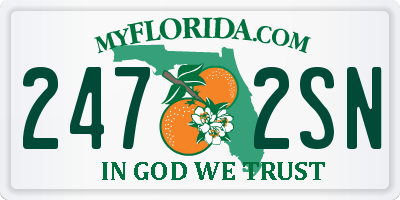 FL license plate 2472SN