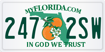 FL license plate 2472SW
