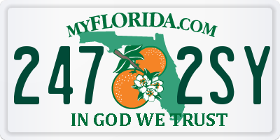 FL license plate 2472SY