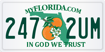 FL license plate 2472UM